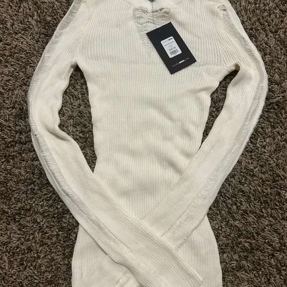 Fashion Nova Ivory Ribbed Sweater - Picture 1 of 3